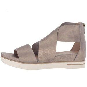 Eileen Fisher Sport Gold Brown Metallic Leather Suede Flats Sz 6.5